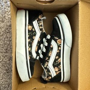 Toddler Vans Black and White Floral Sneakers